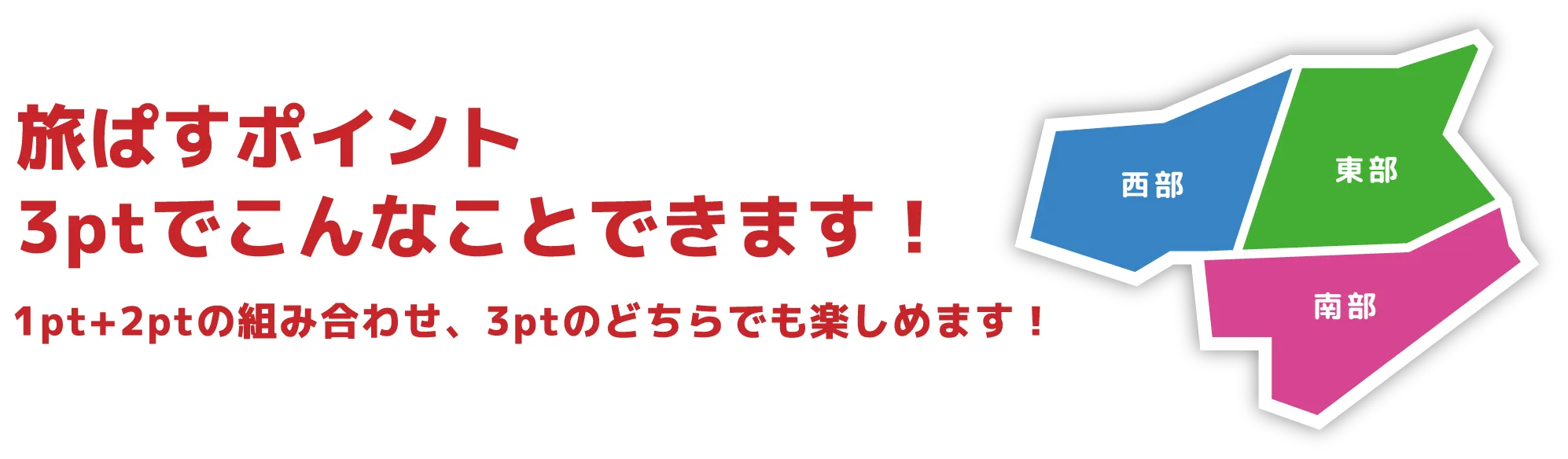 旅パスポイント3ptでこんなことできます！1pt+2pxの組み合わせ、3ptのどちらでも楽しめます！